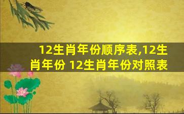 12生肖年份顺序表,12生肖年份 12生肖年份对照表